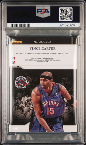 2021 Panini Noir Basketball Vince Carter Clear Platinum Auto PSA 5 06/10 