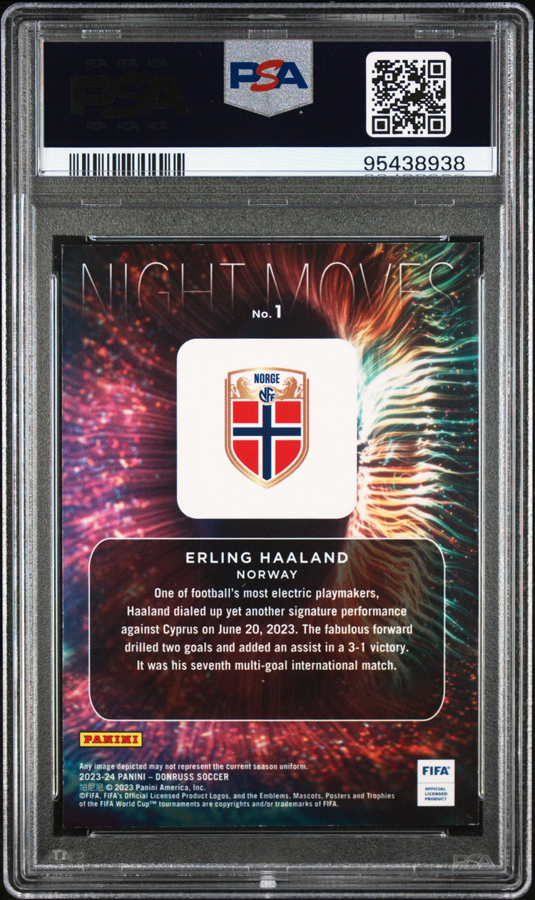 2023-24 Panini Donruss FIFA Night Moves Erling Haaland #1 PSA 8 