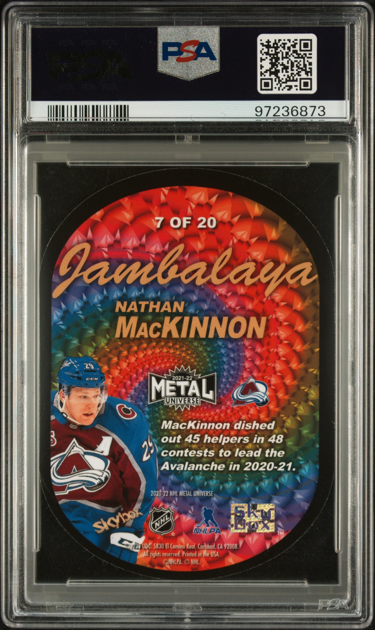 2021-2022 Skybox Metal Universe Jambalaya Nathan Mackinnon #7 PSA 9 