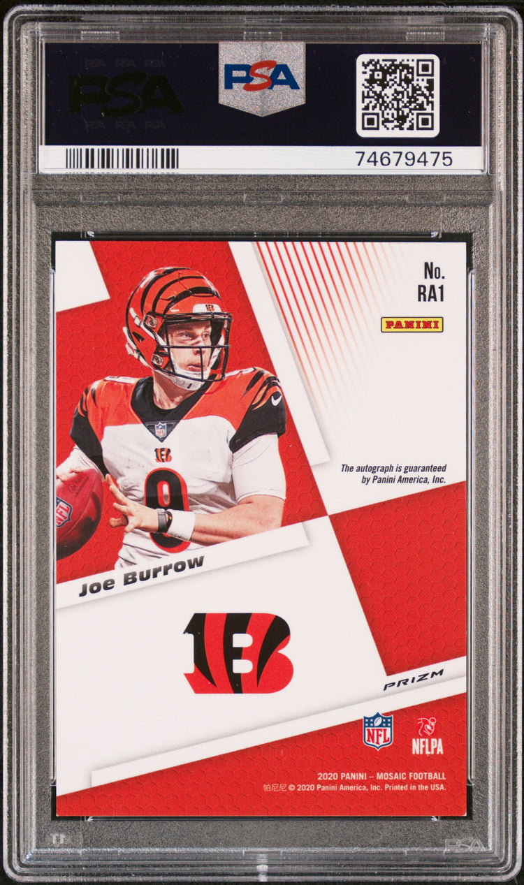 2020 Panini Mosaic Football Rookie Auto Fusion Red Choice Joe Burrow   PSA 9 