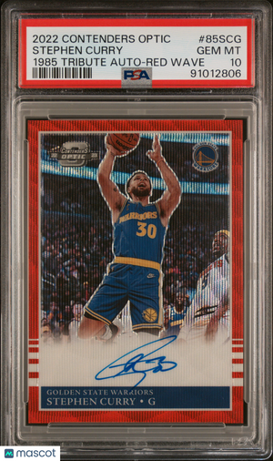 2022 Panini Contenders Optic 1985 Tribute Auto Stephen Curry Red Wave PSA 10 