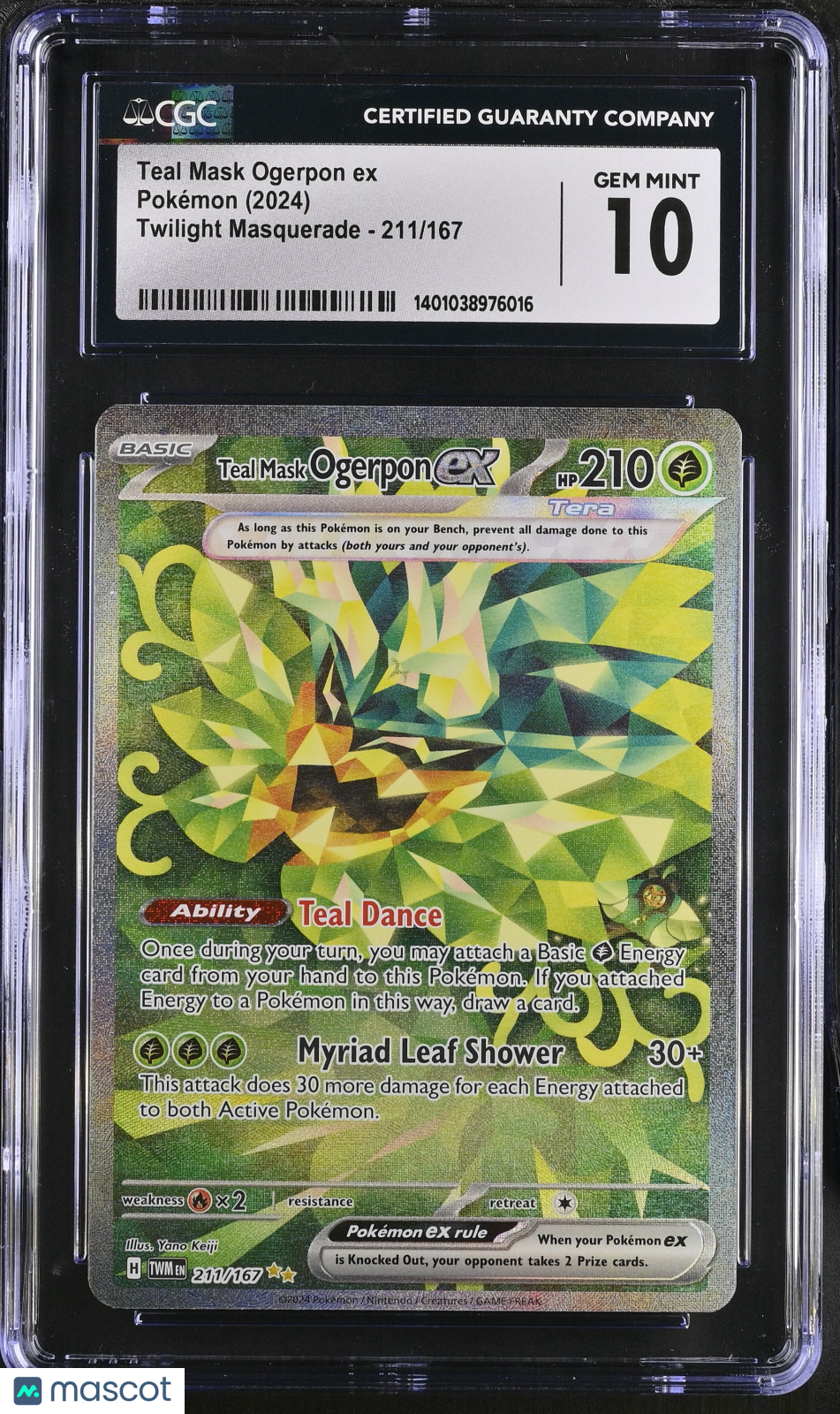 2024 Pokémon Twilight Masquerade Cgc 10 Teal Mask Ogerpon Ex #211/167 English 1