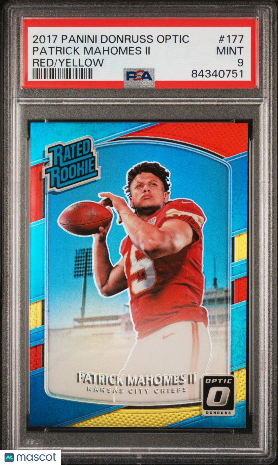 2017 Panini Donruss Optic Red/Yellow Patrick Mahomes II Rated Rookie PSA 9 #177 