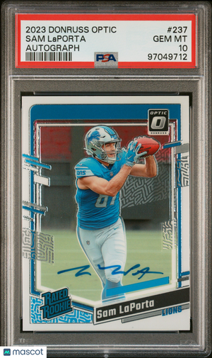 2023 Panini Donruss Optic Sam Laporta Rated Rookie Auto PSA 10 88/99 #237 