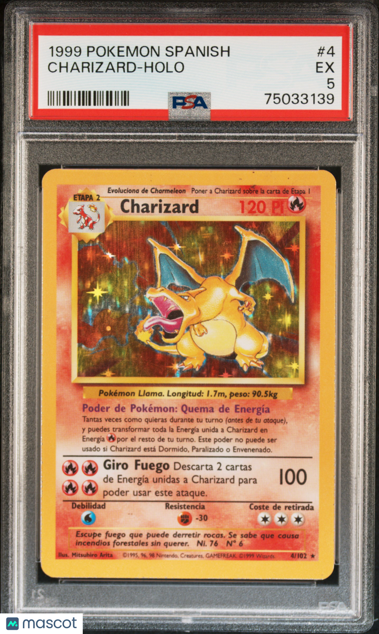 1999 Pokémon Spanish Psa 5 Charizard Holo #4 1