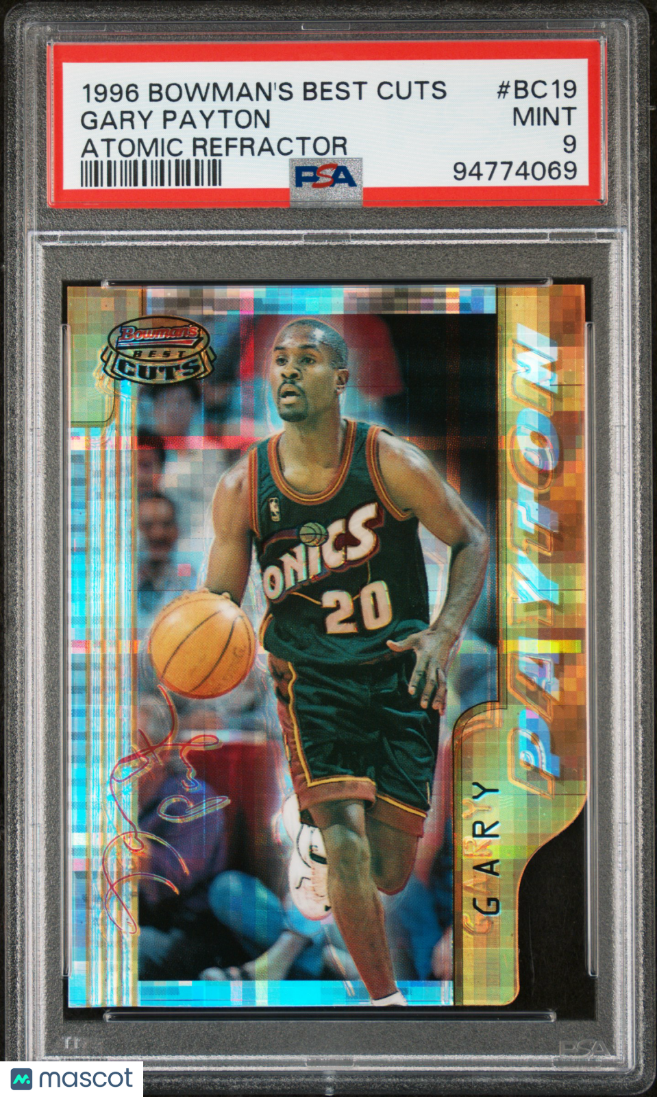 1996 Bowman's Best Best Cuts PSA 9 Gary Payton Atomic Refractor #BC19 