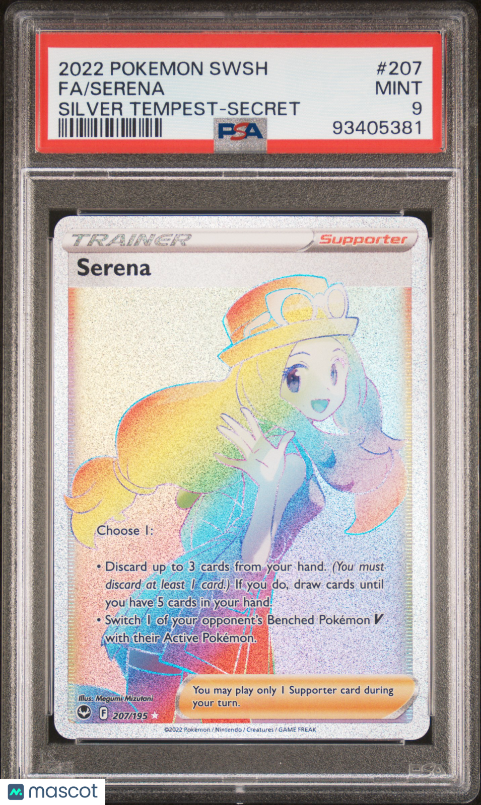 2022 Pokémon Swsh Silver Tempest Psa 9 Fa/Serena Rainbow #207 1