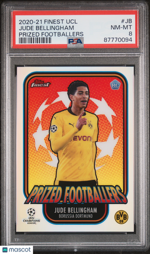 2020 Topps Finest UEFA CL Prized Footballers Jude Bellingham RC PSA 8 