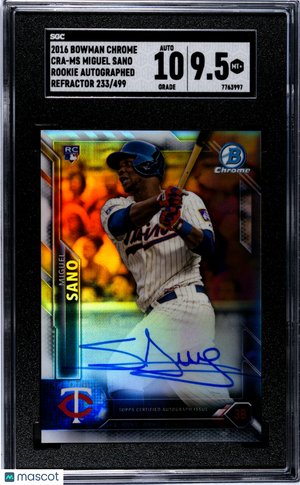 2016 Bowman Chrome SGC 9.5 Miguel Sano RC Autograph Refractor 233/499 