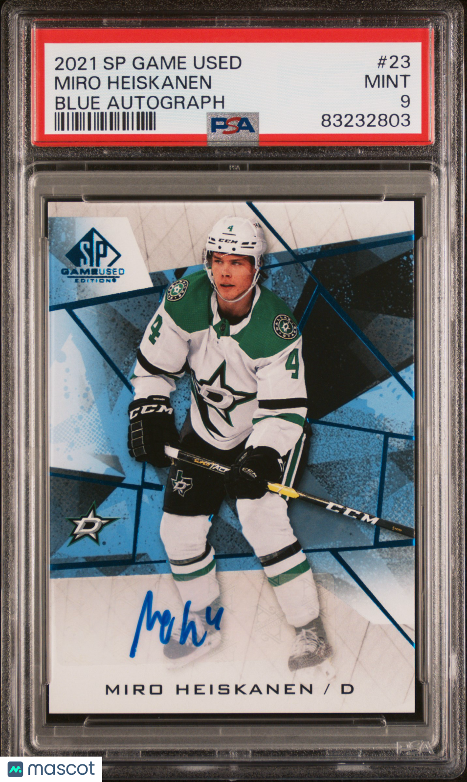 2021-22 SP Game Used Hockey Miro Heiskanen Blue Auto PSA 9 #23 