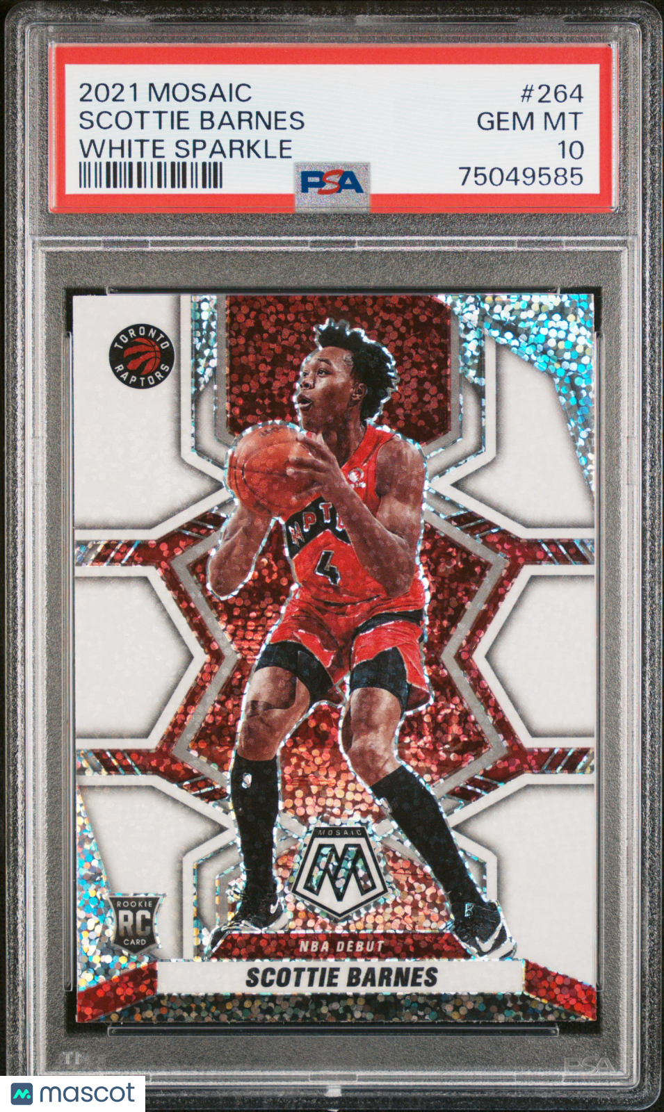 2021 Panini Mosaic Basketball Scottie Barnes RC White Sparkle PSA 10 #264 