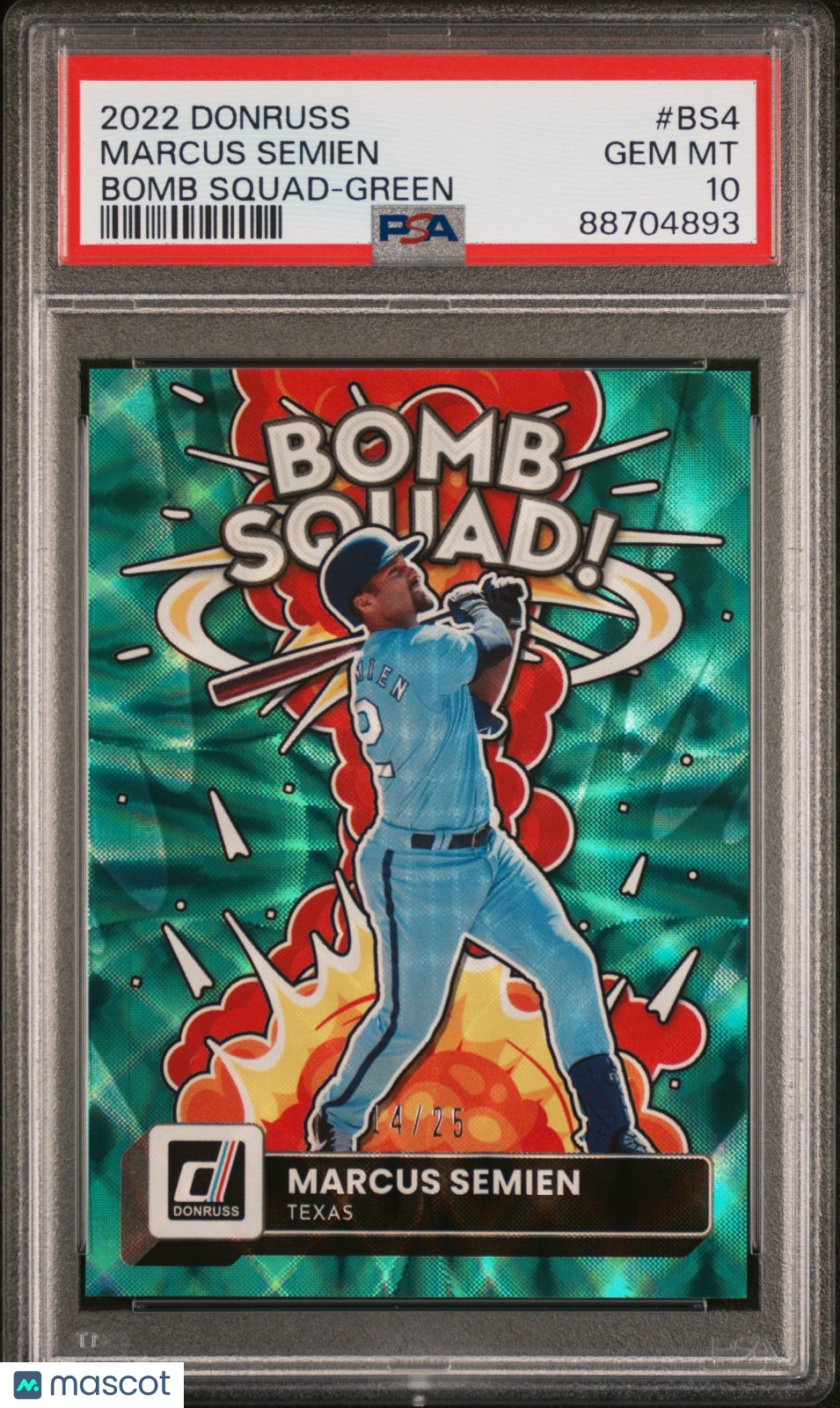 2022 Panini Donruss Baseball Bomb Squad Green Marcus Semien PSA 10 14/25 