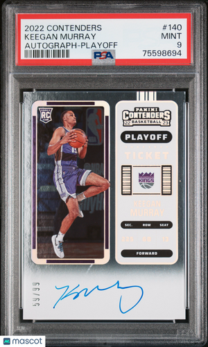 2022 Panini Contenders Keegan Murray RC Rookie Playoff Ticket Auto PSA 9 /99 