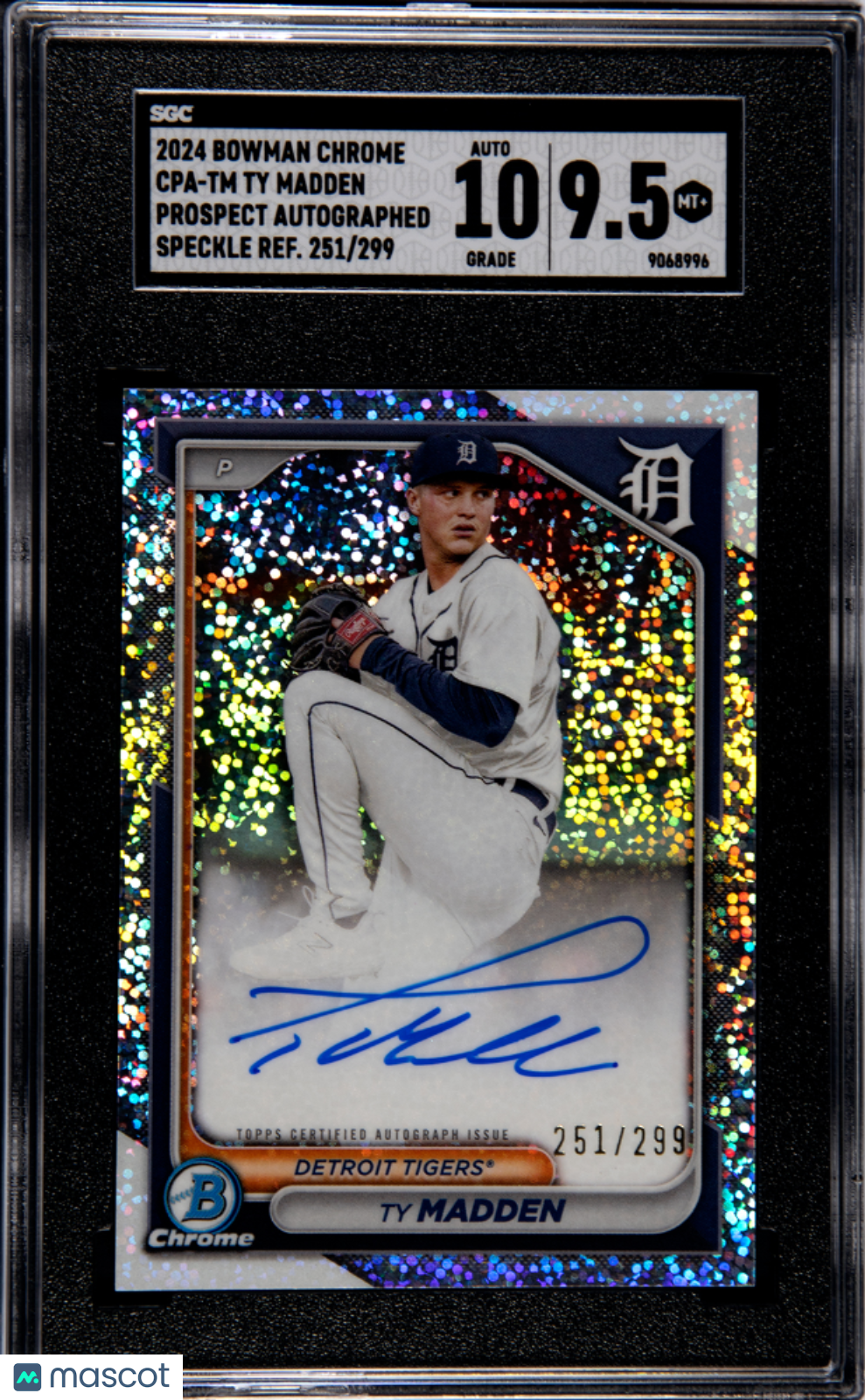 2024 1st Bowman Chrome Ty Madden Speckle Refractor Prospect Auto  SGC 9.5 /299 