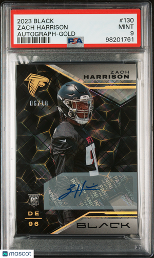 2023 Panini Black Football Zach Harrison RC Rookie Autograph Gold PSA 9 /10 