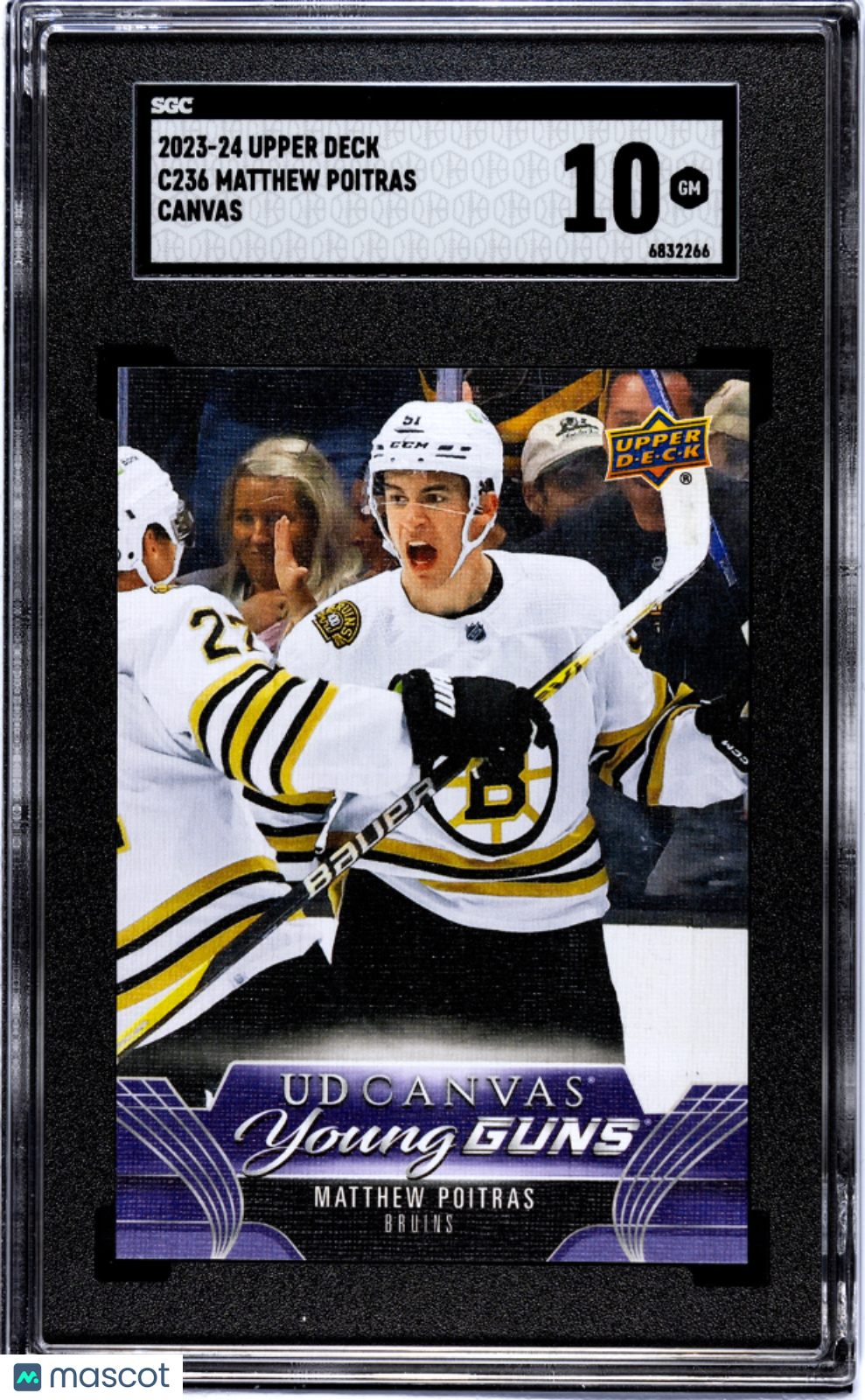 2023-24 Upper Deck Series 2 Hockey SGC 10 Matthew Poitras UD Canvas Young Guns