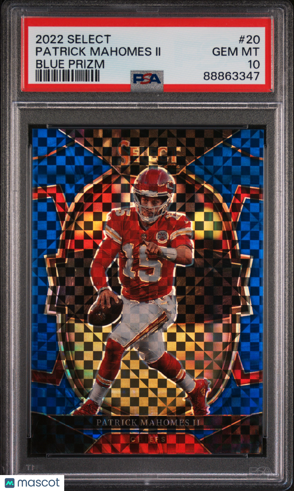 2022 Panini Select Football Patrick Mahomes II Blue Prizm PSA 10 041/199 