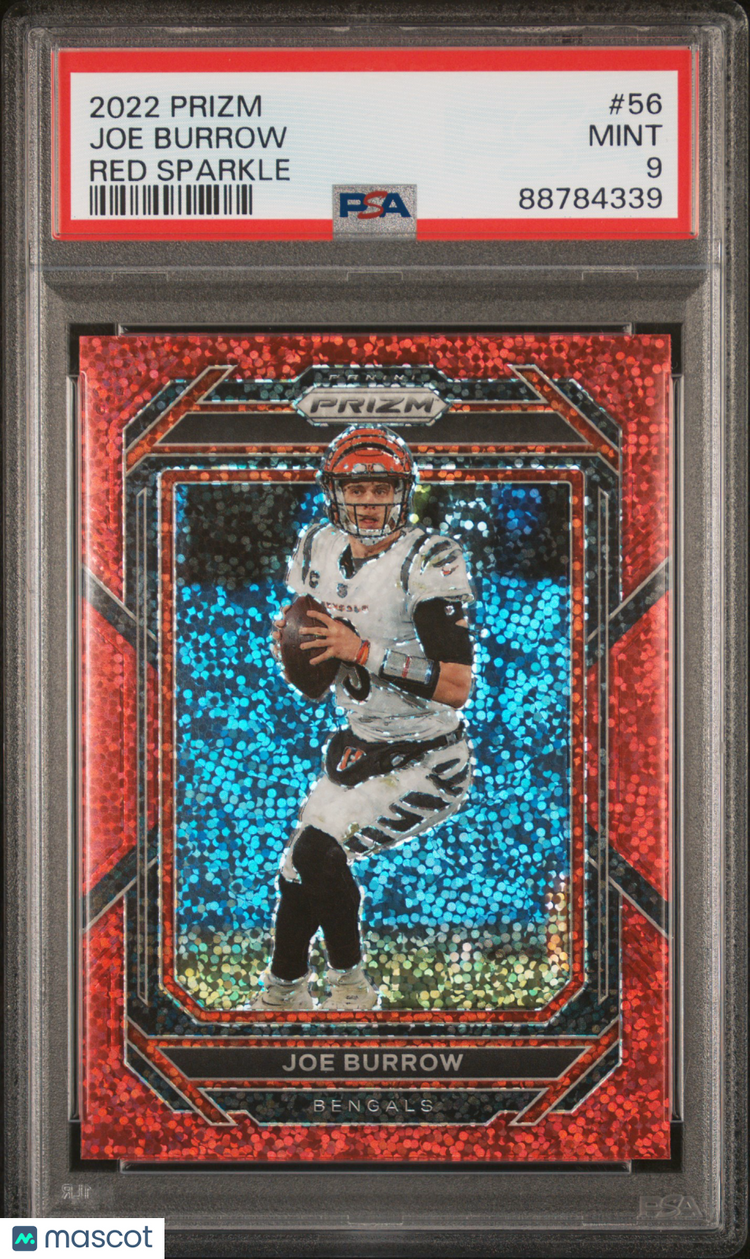 2022 Panini Prizm Football Joe Burrow Red Sparkle Prizm PSA 9 