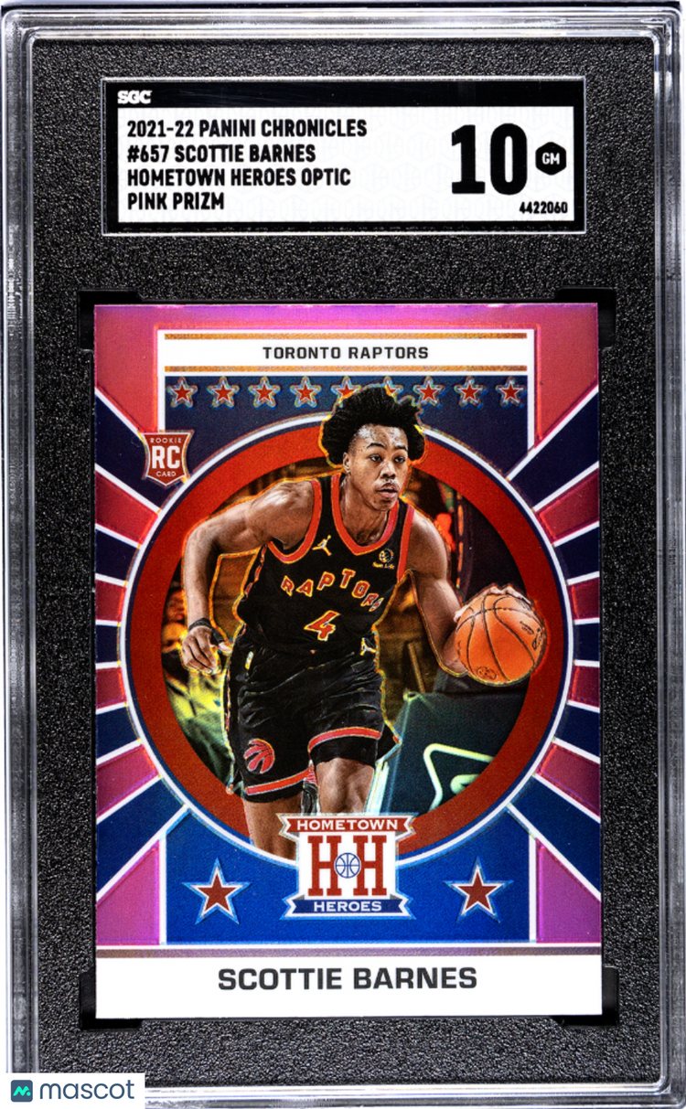 2021-22 Panini Chronicles Scottie Barnes RC Hometown Heroes Piink Prizm SGC 10 