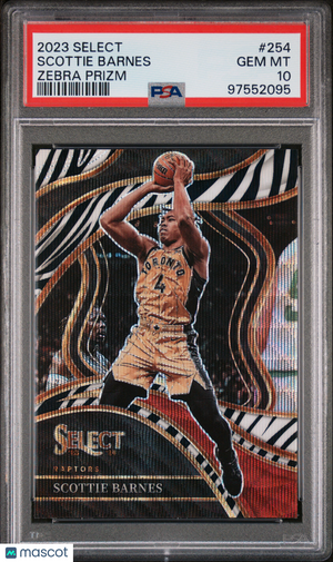 2023 Panini Select Basketball Zebra Prizm Scottie Barnes PSA 10 #254 