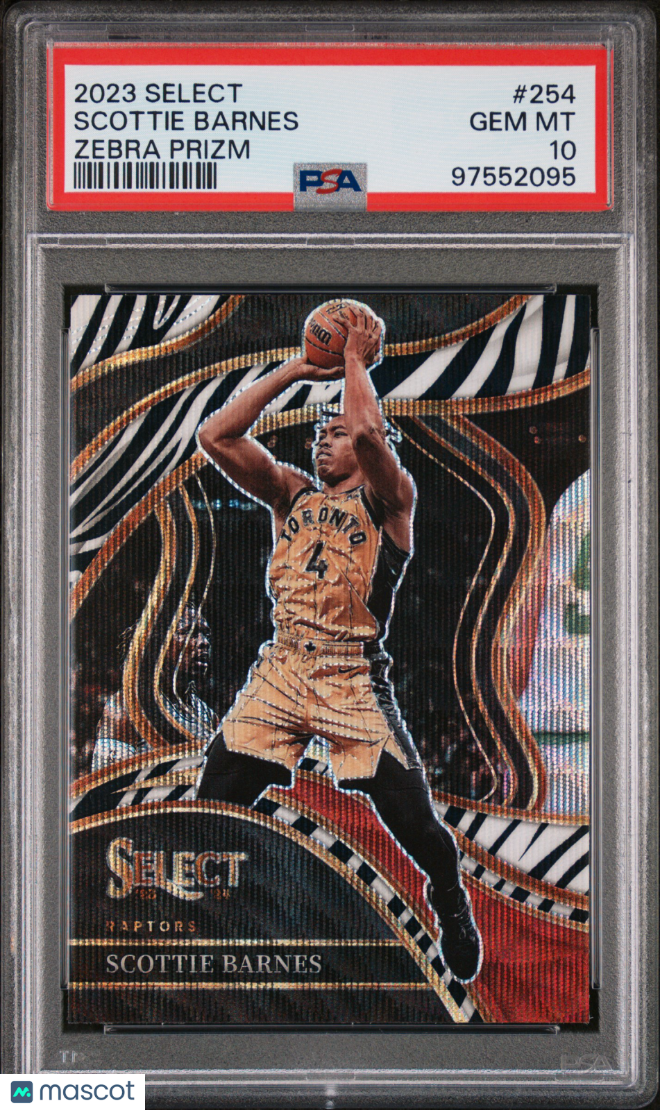 2023 Panini Select Basketball Zebra Prizm Scottie Barnes PSA 10 #254 