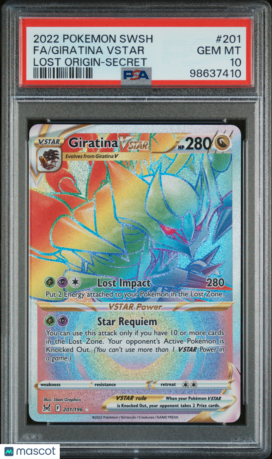 2022 Pokémon SWSH Lost Origin FA/Giratina VStar-Secret PSA 10 #201 