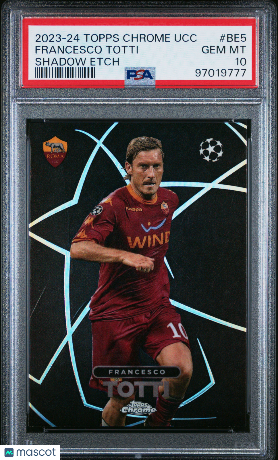 2023-24 Topps Chrome UEFA CC Shadow Etch Francesco Totti PSA 10 