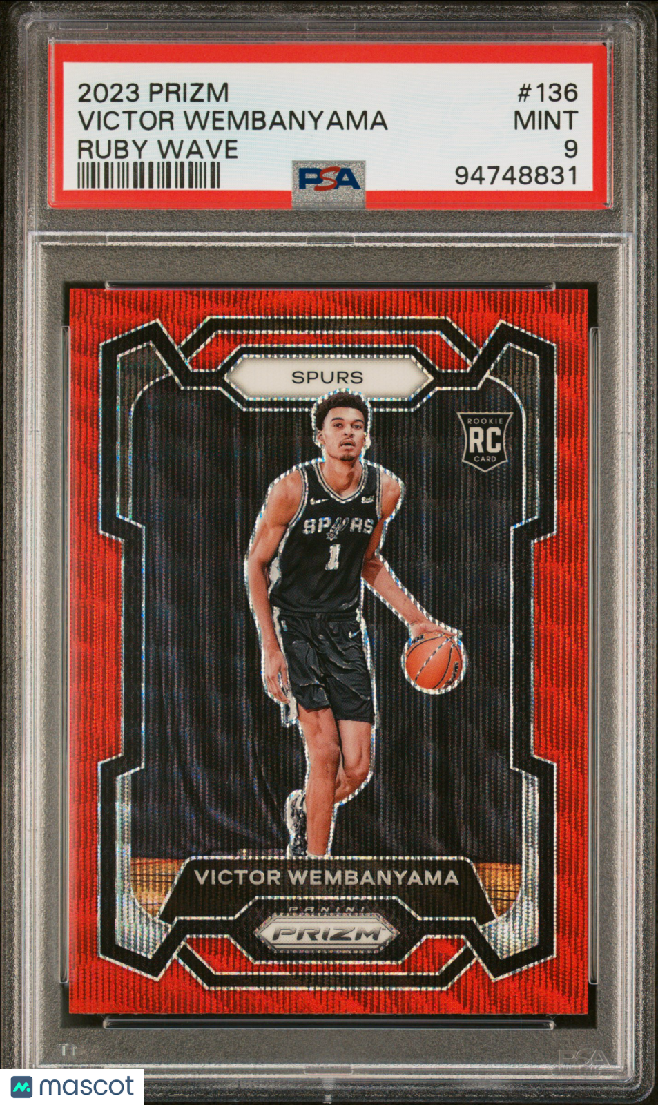 2023 Panini Prizm Basketball Victor Wembanyama RC Ruby Wave Prizm PSA 9 