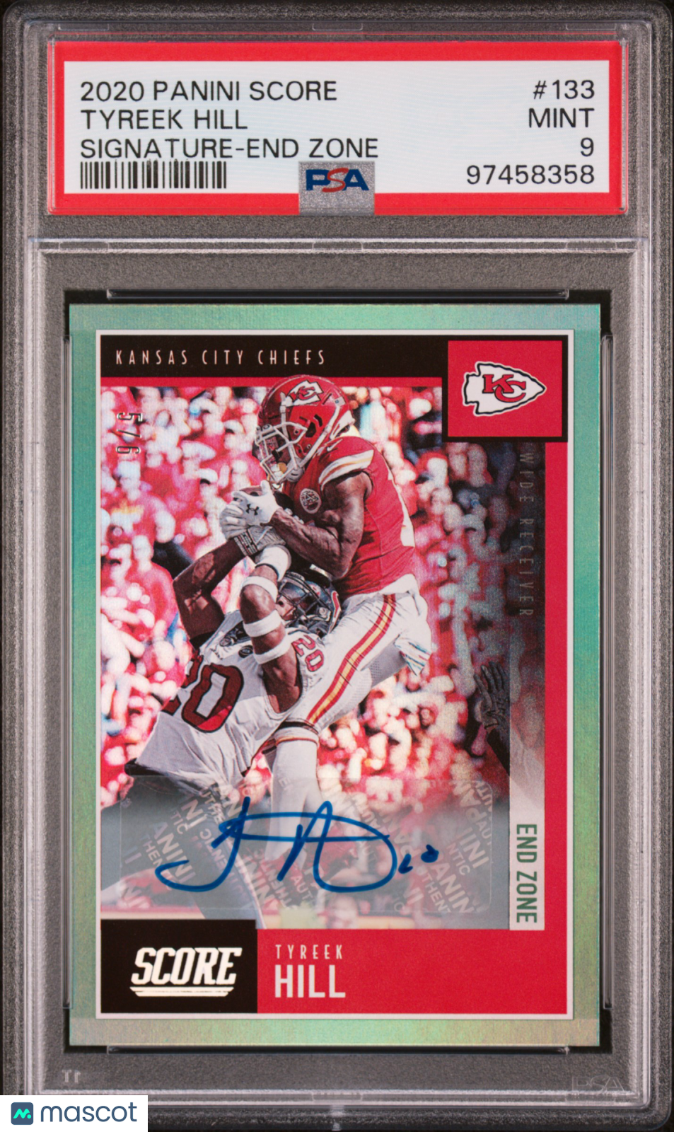 2020 Panini Score Tyreek Hill End Zone Signature PSA 9 5/6 #133 