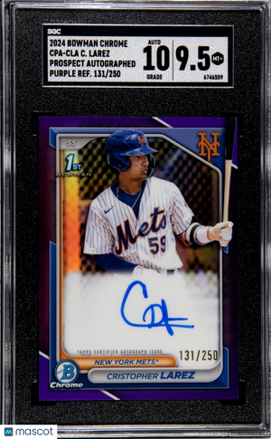 2024 1st Bowman Chrome Cristopher Larez Purple Refractor Pros. Auto SGC 9.5 /250 