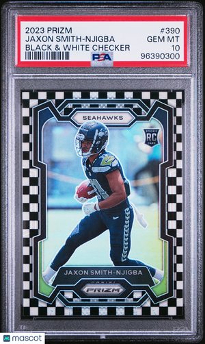 2023 Panini Prizm Jaxon Smith-Njigba RC Black & White Checker PSA 10 #390 