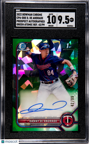 2022 1st Bowman Chrome Danny De Andrade Green Atomic Refractor Auto SGC 9.5 /99 