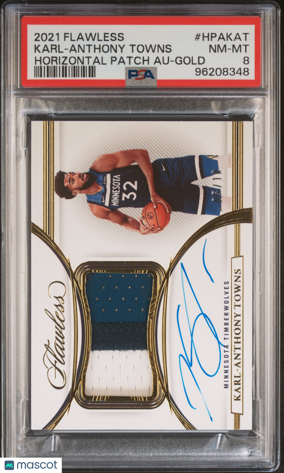 2021 Panini Flawless Horizontal Patch Auto Karl-Anthony Towns  PSA 8 05/10 