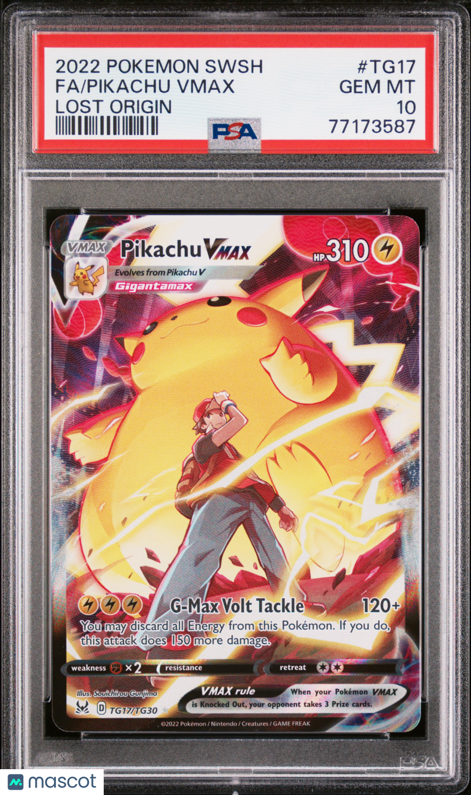 2022 Pokémon SWSH Pikachu Vmax FA Lost Origin PSA 10 #TG17