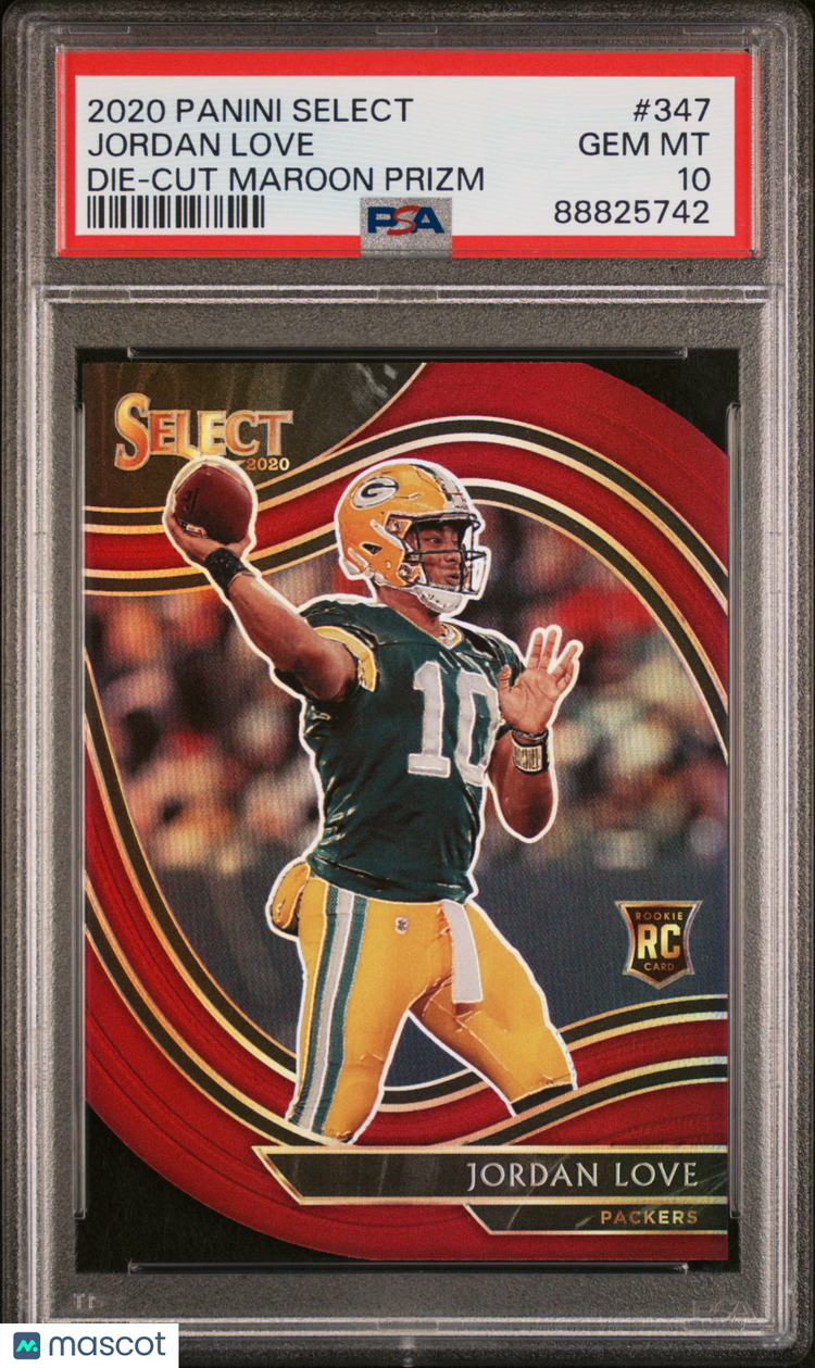 2020 Panini Select Football Jordan Love RC Die-Cut Maroon Prizm PSA 10 #347 