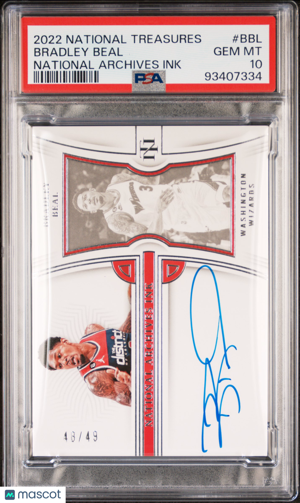 2022 Panini National Treasures National Archives Ink Bradley Beal PSA 10 48/49 