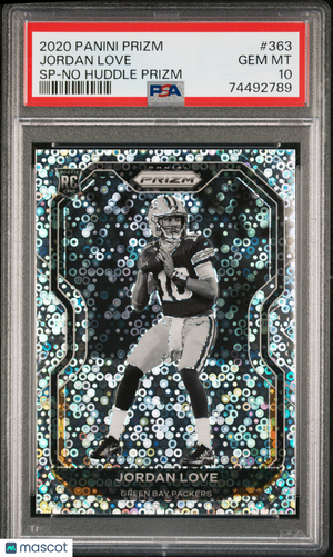 2020 Panini Prizm Football Jordan Love RC SP No Huddle Prizm PSA 10 #363 