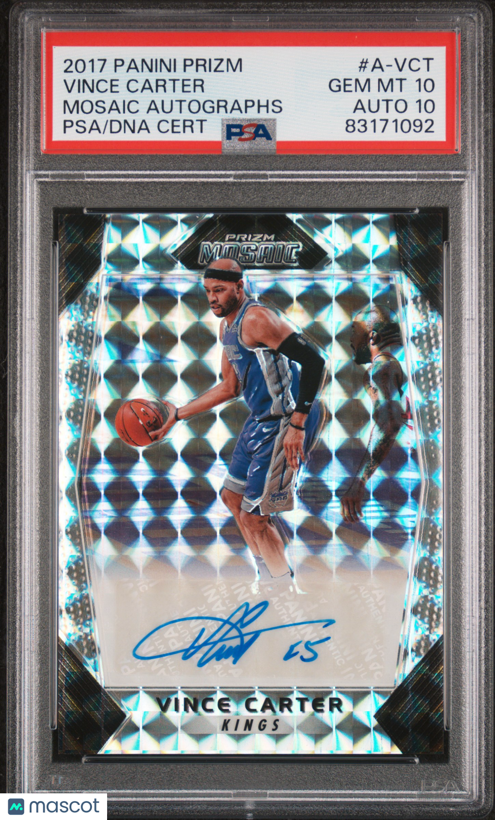 2017 Panini Prizm Basketball Mosaic Autographs Vince Carter PSA 10 98/99 