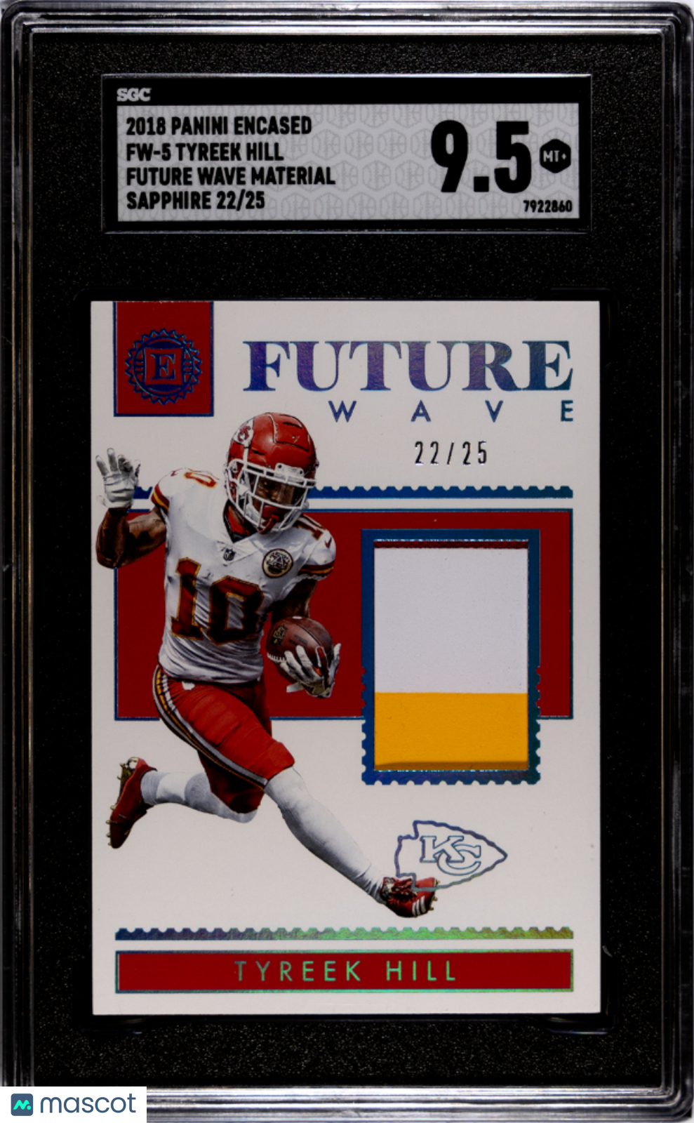 2018 Panini Encased Tyreek Hill Future Wave Material Sapphire SGC 9.5 