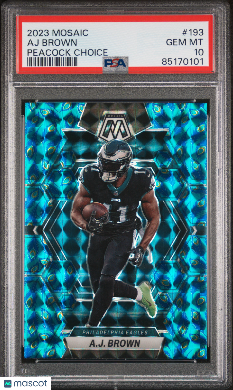 2023 Panini Mosaic Football AJ Brown Peacock Choice Prizm PSA 10 #193