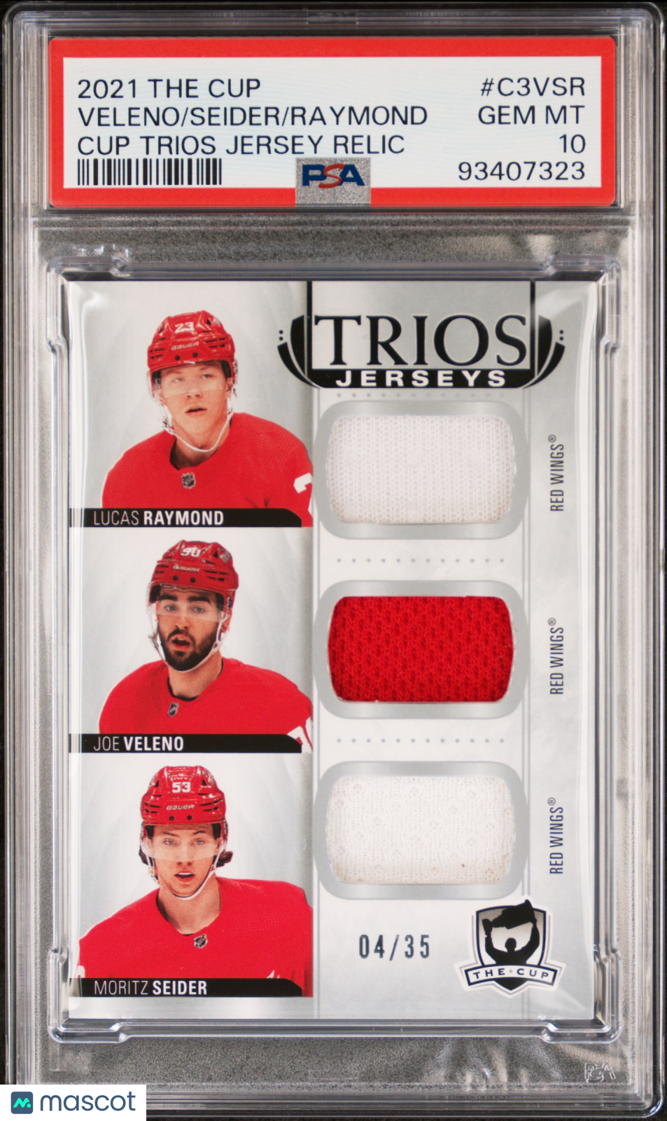 2021 UD The Cup Cup Trios Jersey Relics Raymond/Seider/Veleno PSA 10 04/35