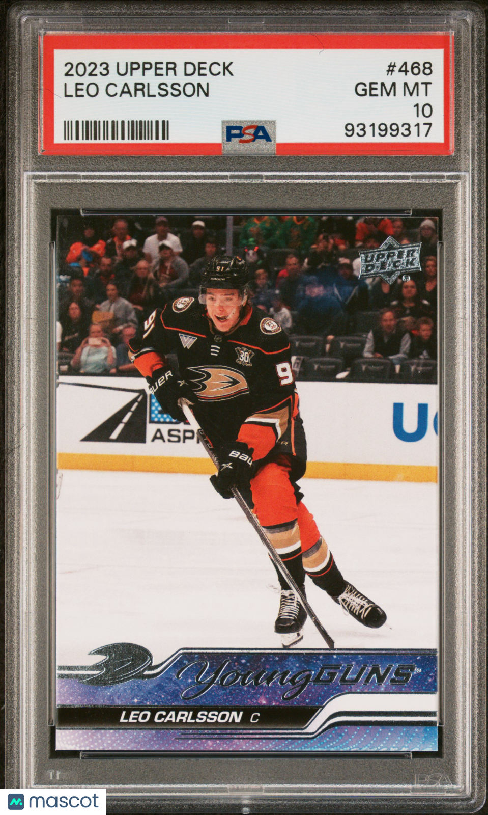 2023-24 Upper Deck Series 2 Hockey Leo Carlsson Young Guns PSA 10 #468