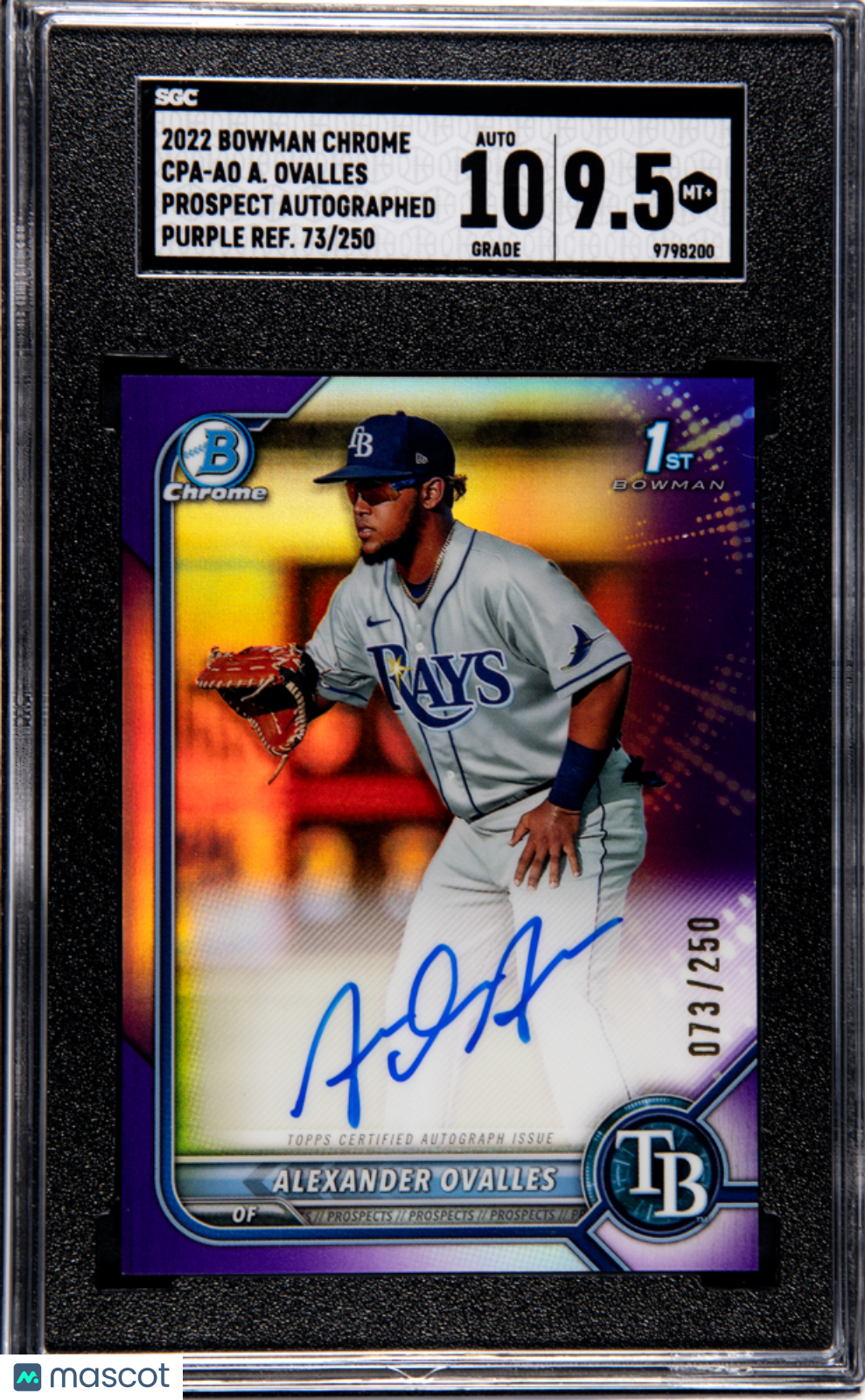 2022 1st Bowman Chrome Alexander Ovalles Purple Refractor Pros Auto SGC 9.5 /250 