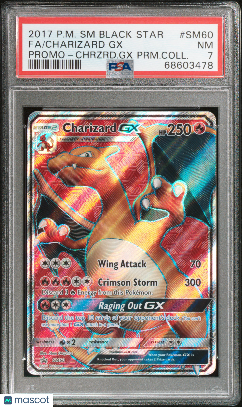 2017 Pokémon Charizard GX FA #SM60 Promo-Premium Collection PSA 7