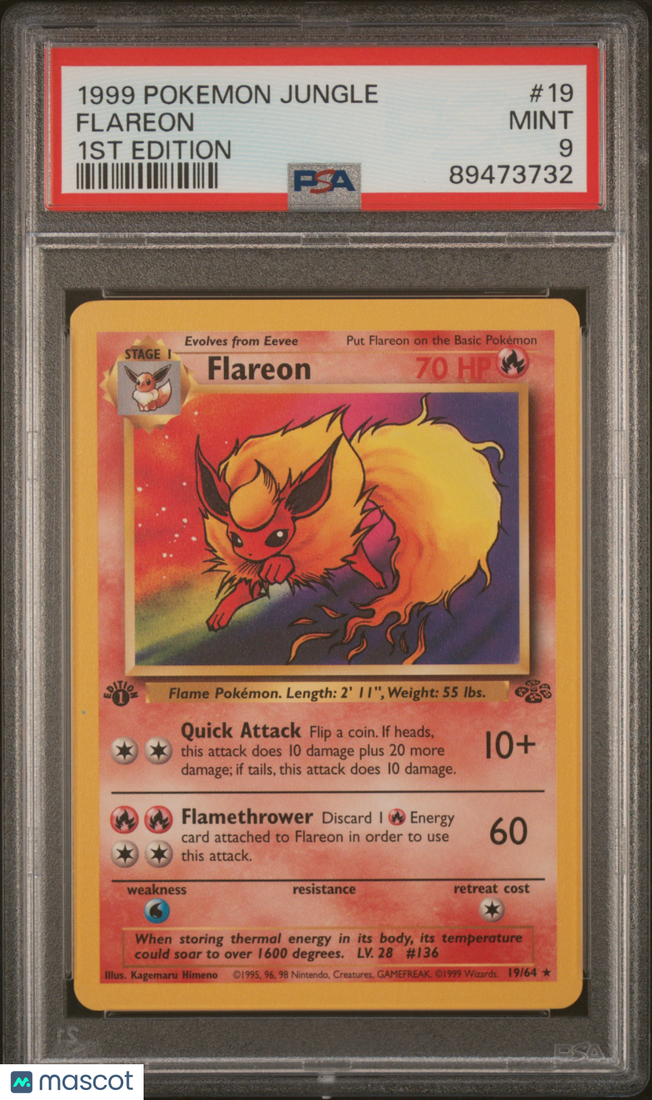 1999 Pokémon Jungle Psa 9 Flareon 1St Edition #19 1