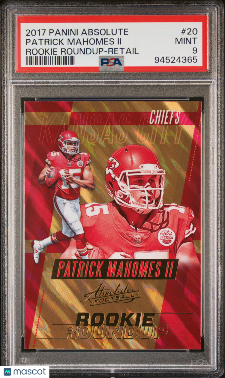 2017 Panini Absolute  Football Rookie Roundup Patrick Mahomes II PSA 9 #20 