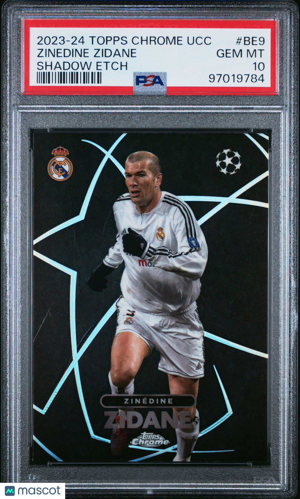 2023-24 Topps Chrome UEFA Club Competitions Shadow Etch Zinedine Zidane PSA 10 