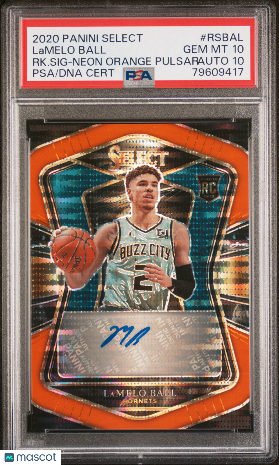 2020 Panini Select Rookie Signatures Lamelo Ball Psa 10 Neon Orange Pulsar 24/30 1