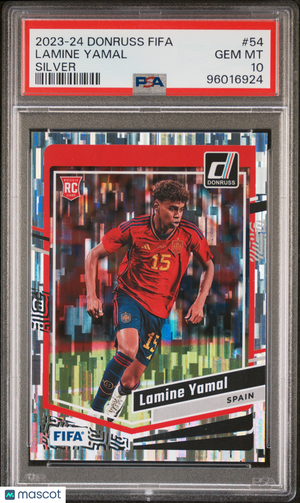 2023-24 Panini Donruss FIFA Lamine Yamal RC Silver Shock #54 PSA 10 