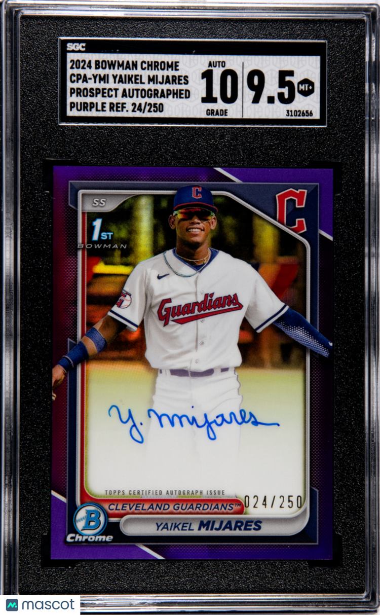 2024 1st Bowman Chrome Yaikel Mijares Purple Refractor Pros. Auto SGC 9.5 /250 